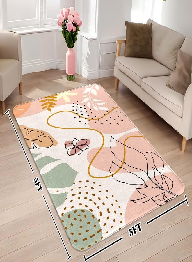 KAPLIPE 3x5 Boho Entryway Rug, Fall Thanksgiving Flower Area Rugs for Living Room, Floral Carpet for Girl Bedroom, Washable Kids Nursery Rugs for Classroom Decor Non-Slip Kids Playroom Rugs Mats - Image 5